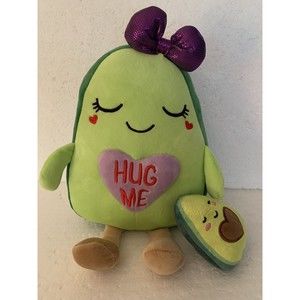 Avocado Plush Mom and Baby Avocado Hug Me Stuffed Linzy Toy 13" Purple Bow